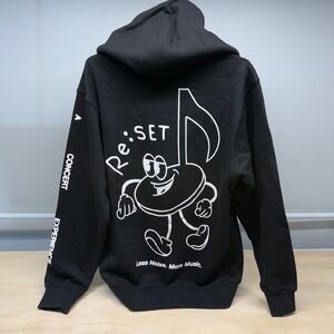 ReSET Graphic Music Note Hoodie Black Men's Size Small Concert Experience NWOT